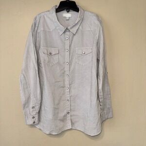 Forever 21 Plus Size 3X Western Style Polka Dot Shirt Long Sleeve‎